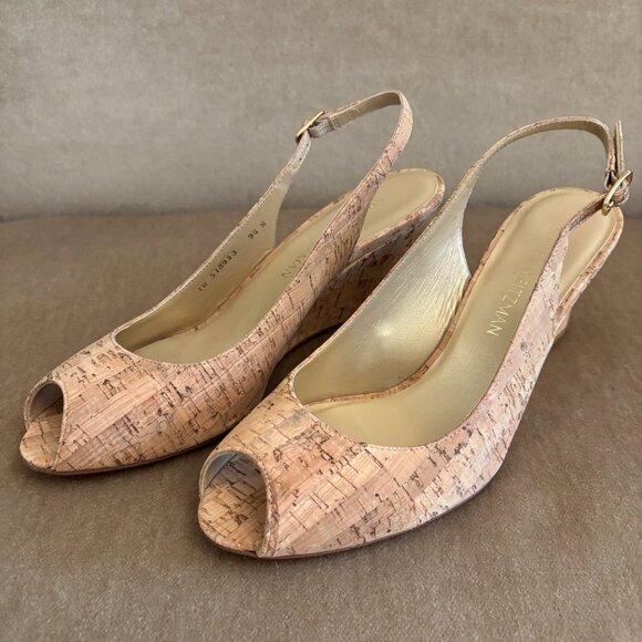 NEW Stuart Weitzman Natural Cork Slingback Wedge NWOT - Picture 4 of 6